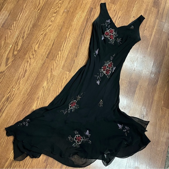 Vintage 90’s Y2K 100% Silk Dress Silk Slip Dress Fairy Beaded Dress Embroidered - Picture 13 of 17